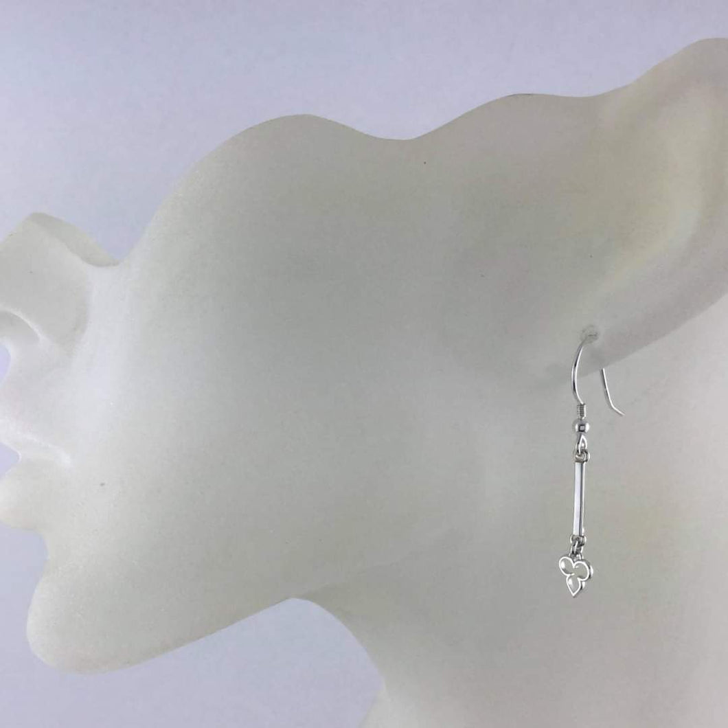 Sterling Silver 925 Solid Dash Earrings with trefoil