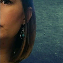 Load image into Gallery viewer, Minimalist 925 Sterling Silver Pear shaped Earrings with Turquoise bead dangle
