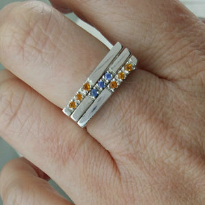 Citrine Square Top Ring 925 Sterling Silver