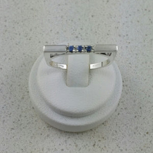 Sapphire flat top ring 925 Sterling silver