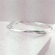 Load image into Gallery viewer, Sterling Silver 925 Double Crossover Bangle Heavy Small
