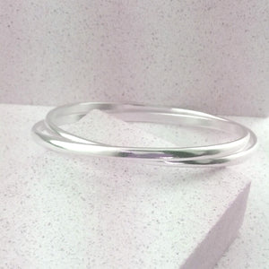 Sterling Silver 925 Double Crossover Bangle Heavy Small