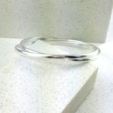 Load image into Gallery viewer, Sterling Silver 925 Double Crossover Bangle Heavy Small
