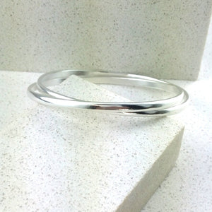 Sterling Silver 925 Double Crossover Bangle Heavy Small