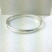 Load image into Gallery viewer, Sterling Silver 925 Double Crossover Bangle Heavy Small
