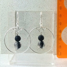 Load image into Gallery viewer, Sterling Silver 925 Quartz/Tourmaline and Lava Bead Earrings
