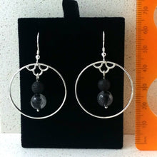 Load image into Gallery viewer, Sterling Silver 925 Quartz/Tourmaline and Lava Bead Earrings
