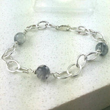 Load image into Gallery viewer, Sterling Silver 925, Quartz/Tourmaline Bracelet
