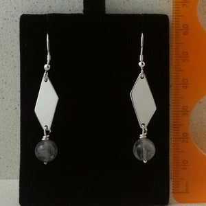 Sterling Silver 925 Geometric Quartz/Tourmaline Earrings