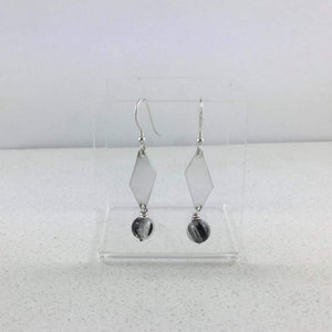 Sterling Silver 925 Geometric Quartz/Tourmaline Earrings