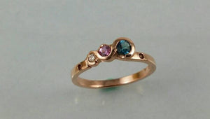 The Candy Wave Ring, 9ct Rose Gold Ring, London Blue Topaz, Pink Sapphire,Diamond and Ruby 2