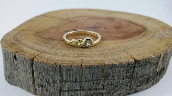 The Citrus Wave Ring, 9ctYellow Gold Ring, Topaz, Peridot, Yellow Sapphire and Diamonds KBD1
