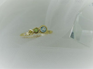 The Citrus Wave Ring, 9ctYellow Gold Ring, Topaz, Peridot, Yellow Sapphire and Diamonds 3