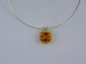 Don't Stop Me Now!, Orange Citrine, 18ct Yellow Gold, Pendant, Octagon