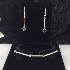 Sterling Silver 925 Solid Long Link Bracelet and long link earring set