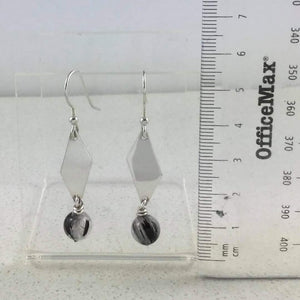 Sterling Silver 925 Geometric Quartz/Tourmaline Earrings