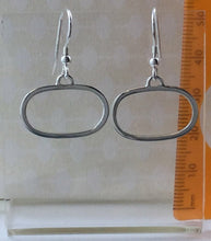 Load image into Gallery viewer, Oval Sterling Silver Hook Earrings, 925
