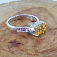 Load image into Gallery viewer, Citrine Dream, Golden Citrine and Pink Sapphires set in Sterling Silver and 18ct Yellow Gold 2
