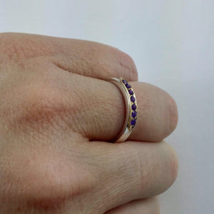 Amethyst Stacking Ring, 925 Sterling Silver, 18ct Yellow Gold, grain set band 2