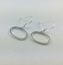 Load image into Gallery viewer, Oval Sterling Silver Hook Earrings, 925
