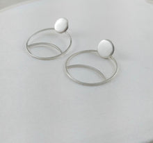 Load image into Gallery viewer, Large Brushed Finished Sterling Silver Circle Earrings, 925
