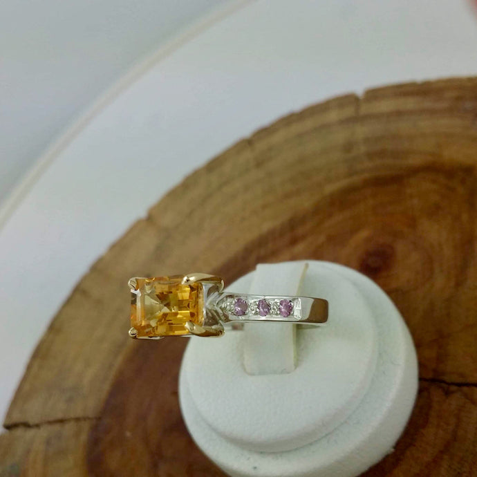 Citrine Dream, Golden Citrine and Pink Sapphires set in Sterling Silver and 18ct Yellow Gold 1