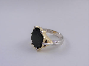 Octagon Elegance, Gold, Diamond, Ruby, Onyx, Ring