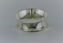 Load image into Gallery viewer, Past and Future, wide solid 925 Silver Ring, 375 9ct gold Contemporary, Minimalist
